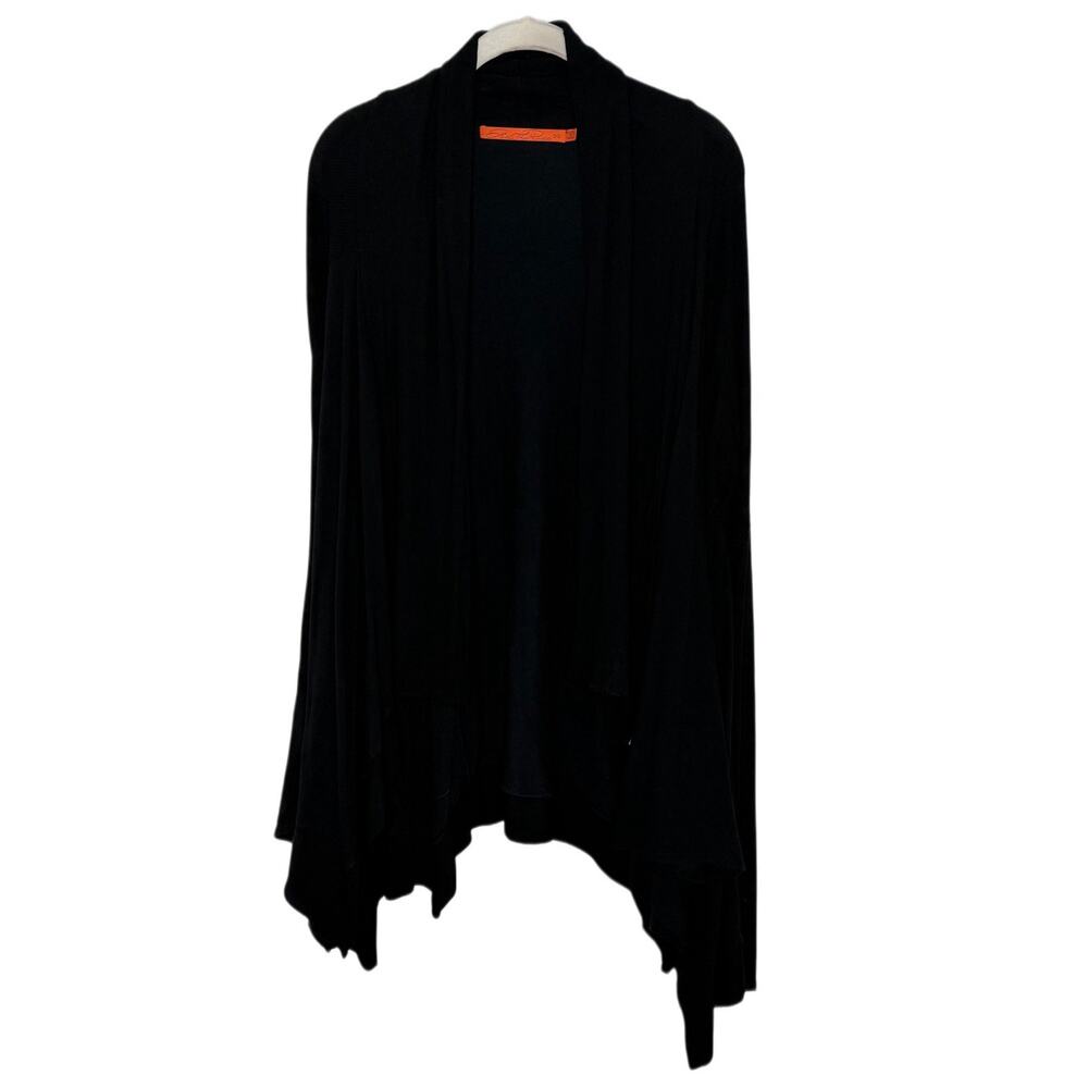 Feel The Piece Women’s Black Dolman Ribbed Draped Open Cardigan One Size